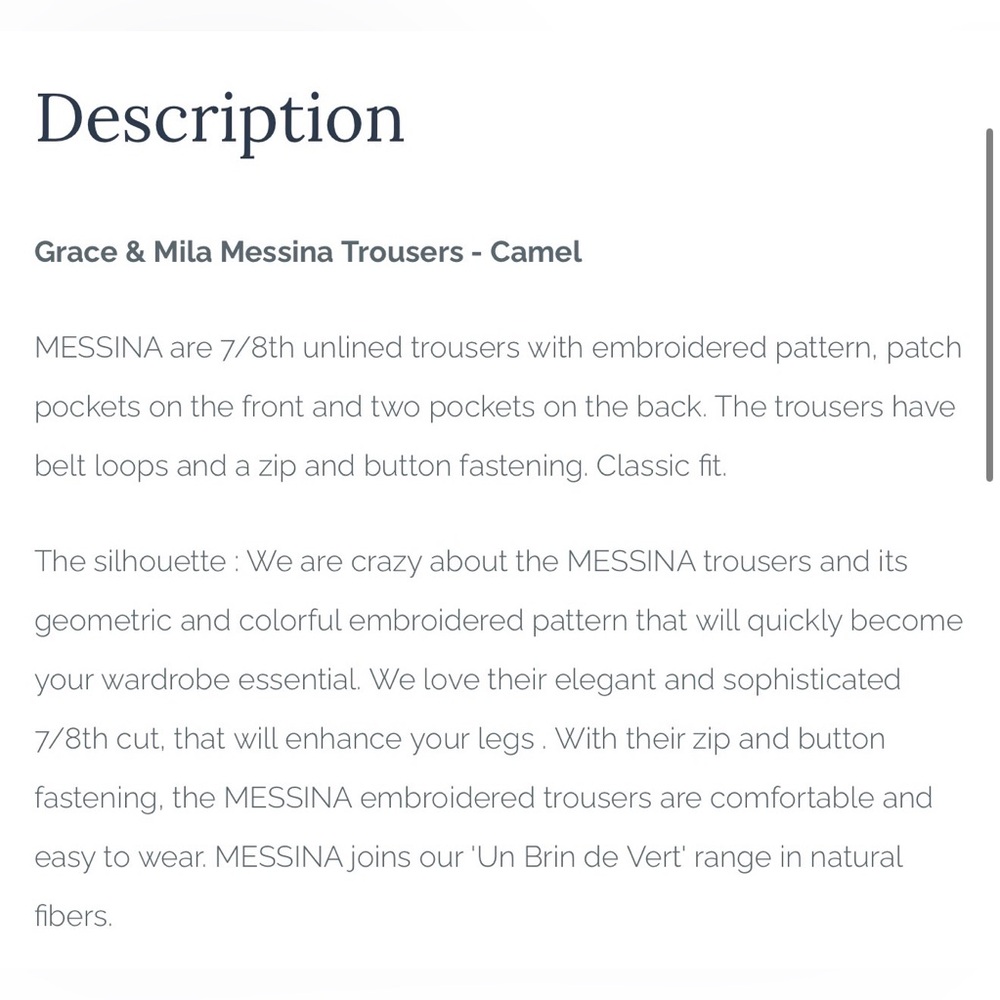 NWT Grace & Mila Messina Trousers Linen Blend Embroidered Lagenlook , XL - Picture 3 of 9